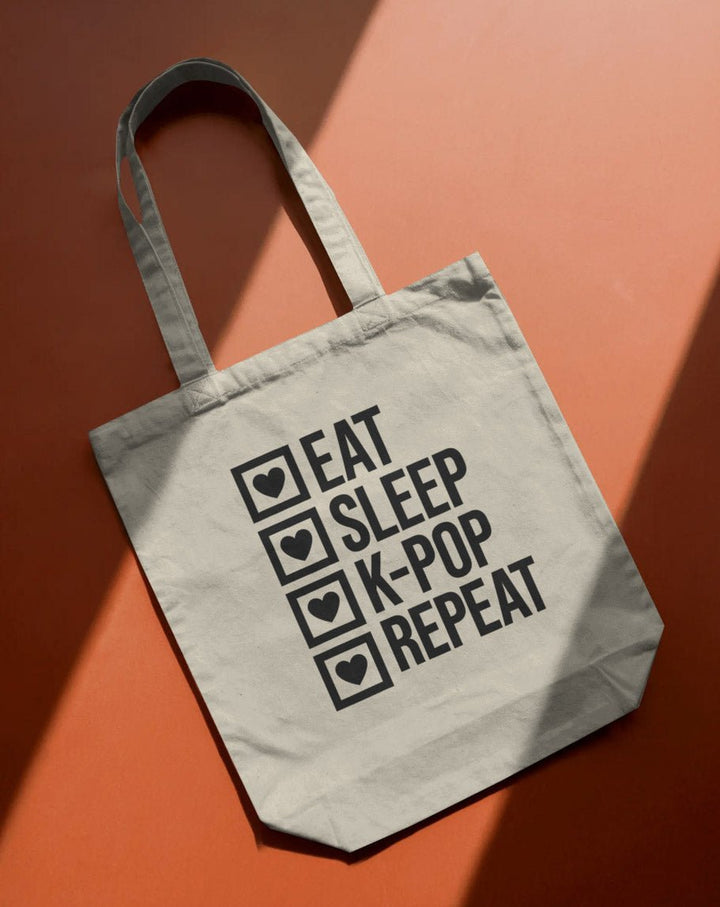 K - Pop Fan Jutebeutel Tote - Bag "Eat, Sleep, K - Pop, Repeat" - SeoulMate